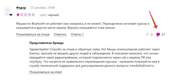 Дизлайк на отзыв товара wildberries